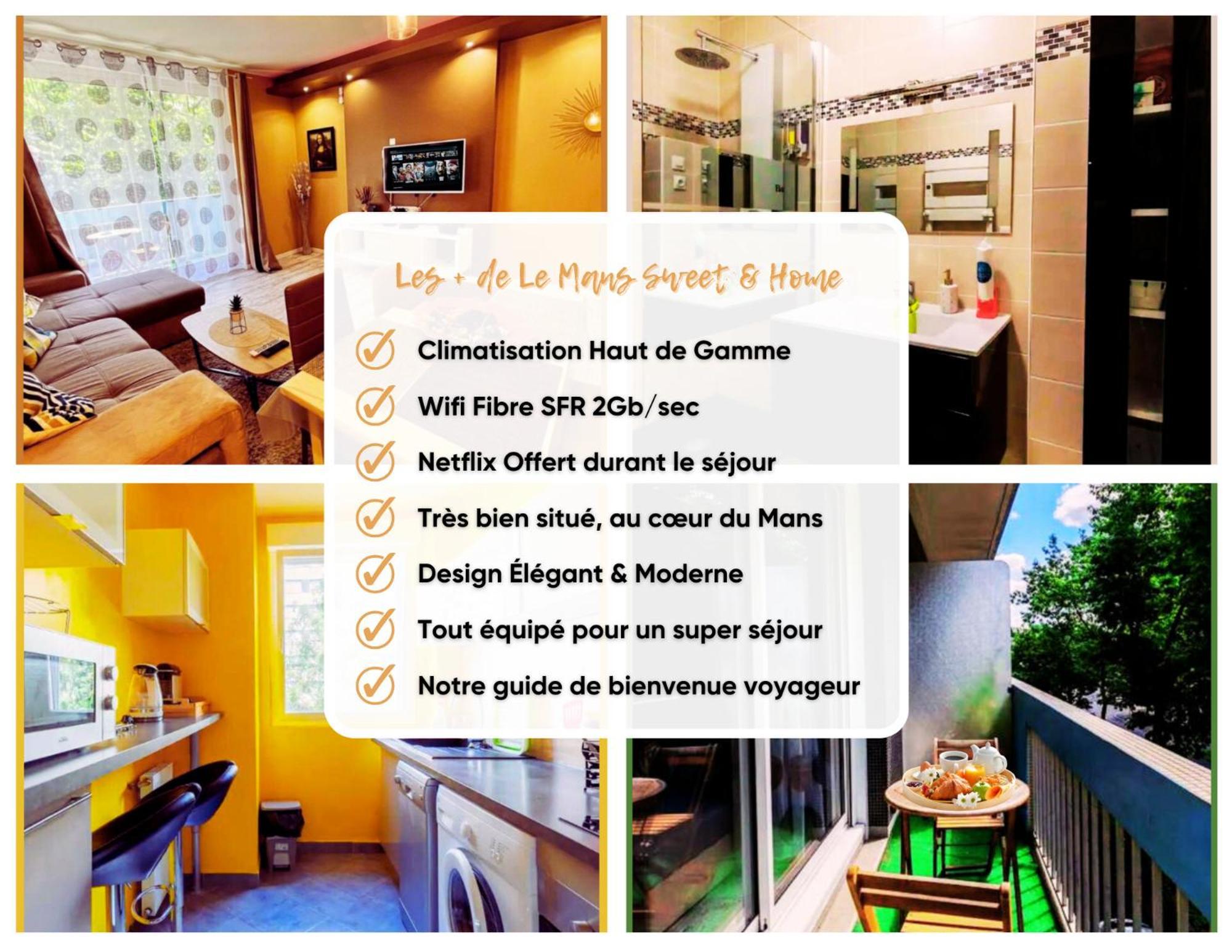 Le Mans City Sweet & Home - Climatise - Netflix - Wifi Fibre - Parking - Proche Circuit Des 24H & Centre-Ville - Accordhebergementconciergerie Buitenkant foto
